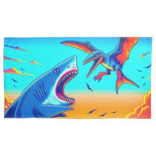Shark and Dinosaur Pillowcase