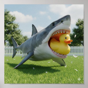 Shark and Duck Battle Poster