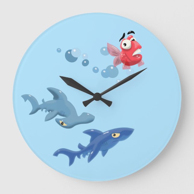 Shark and Fish Large Clock (Front)