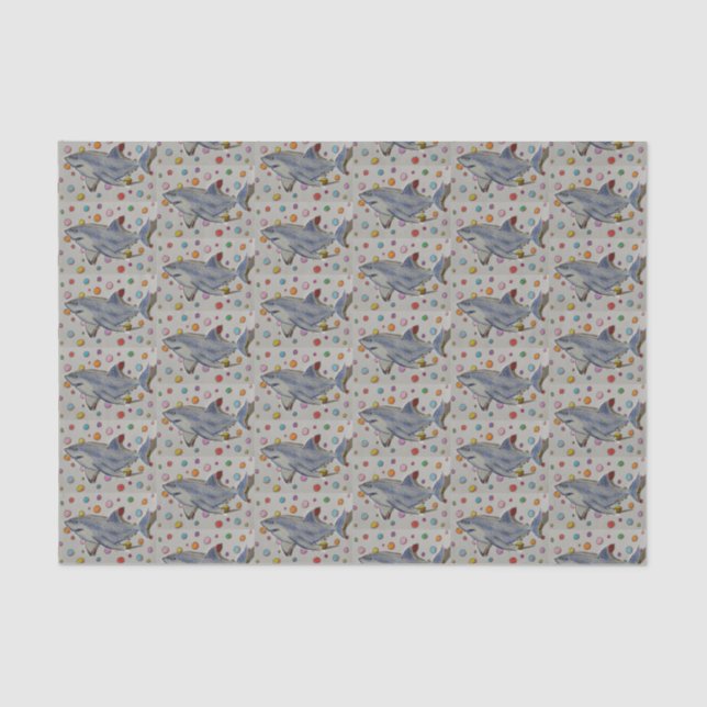 Shark and Polka Dots Tissue Paper (Front)