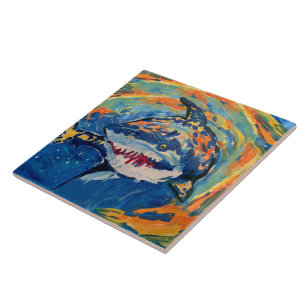 Shark "Art by Kids" Ceramic Tile