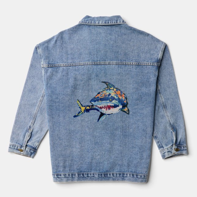 Shark "Art by Kids" Denim Jacket (Back)