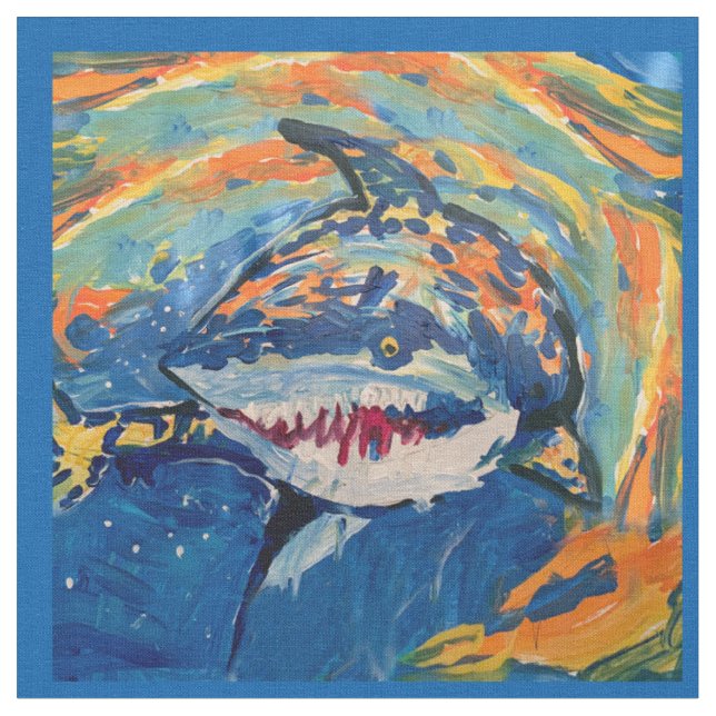 Shark "Art by Kids" Fabric (Close Up)