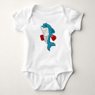 Shark as Boxer with Boxing gloves Baby Bodysuit