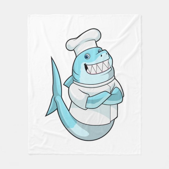 Shark as Chef with Cooking apron Fleece Blanket (Front)