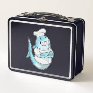 Shark as Chef with Cooking apron Metal Lunch Box