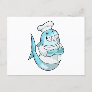 Shark as Chef with Cooking apron Postcard