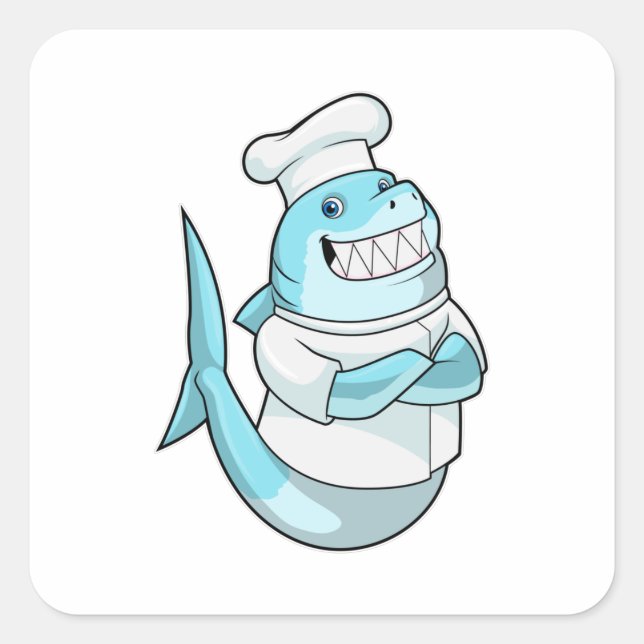 Shark as Chef with Cooking apron Square Sticker (Front)