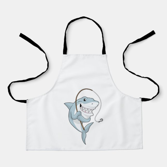 Shark as Fisher with Fishing rod Apron (Front)