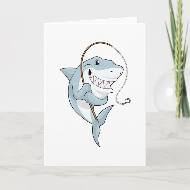 Shark as Fisher with Fishing rod Card (Front)