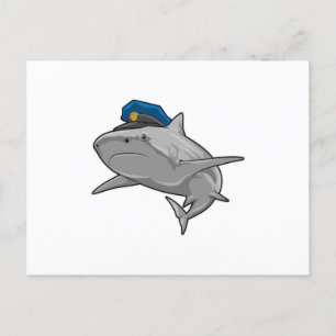 Shark as Police officer Police Postcard