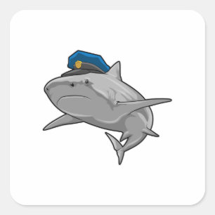 Shark as Police officer Police Square Sticker