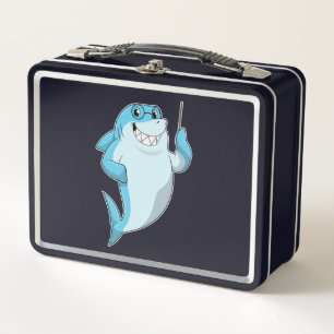 Shark as Teacher with Pointer Metal Lunch Box