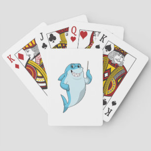Shark as Teacher with Pointer Playing Cards