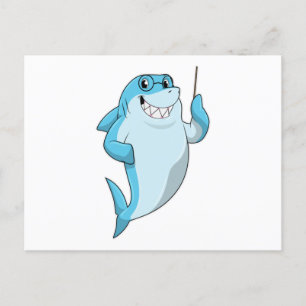 Shark as Teacher with Pointer Postcard