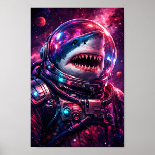 Shark Astronaut Space Suit Sci-Fi Art Portrait Poster