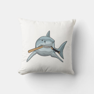 Shark at Baseball with Baseball bat Cushion