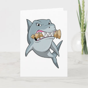 Shark at Chess with Chess piece King Card
