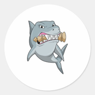 Shark at Chess with Chess piece King Classic Round Sticker