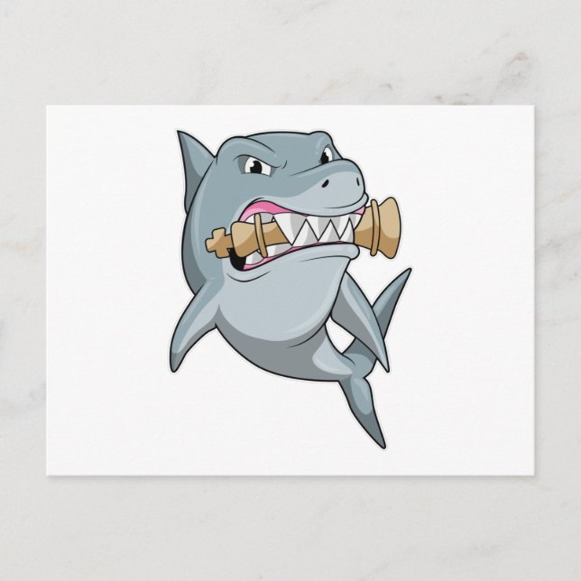 Shark at Chess with Chess piece King Postcard (Front)