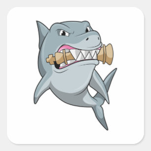 Shark at Chess with Chess piece King Square Sticker