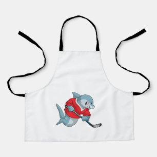 Shark at Ice hockey with Ice hockey stick Apron