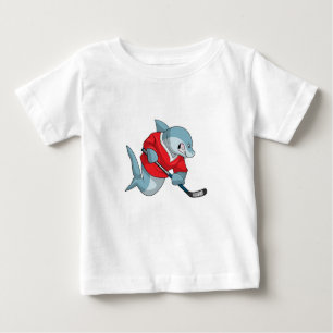 Shark at Ice hockey with Ice hockey stick Baby T-Shirt