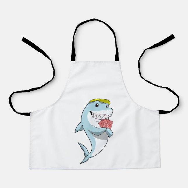 Shark at Poker with Poker cards Apron (Front)