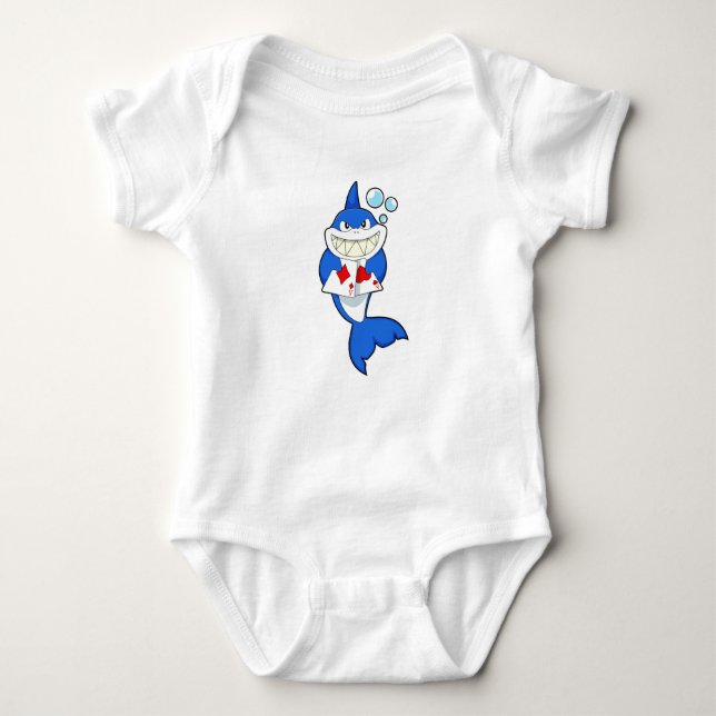 Shark at Poker with Poker cards Baby Bodysuit (Front)