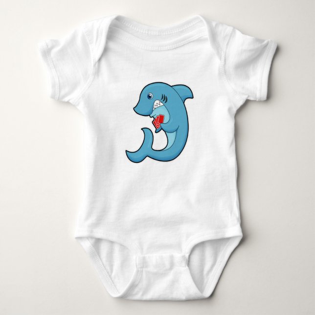 Shark at Poker with Poker cards Baby Bodysuit (Front)