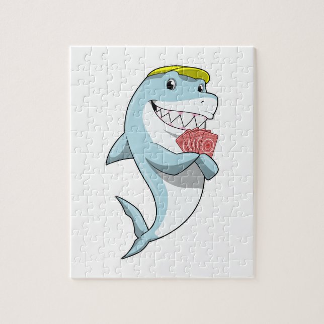 Shark at Poker with Poker cards Jigsaw Puzzle (Vertical)