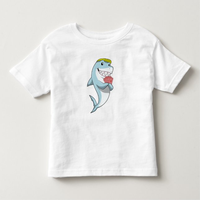 Shark at Poker with Poker cards Toddler T-Shirt (Front)