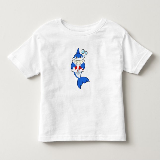 Shark at Poker with Poker cards Toddler T-Shirt (Front)