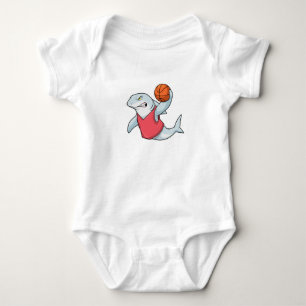 Shark at Sports with Basketball Baby Bodysuit