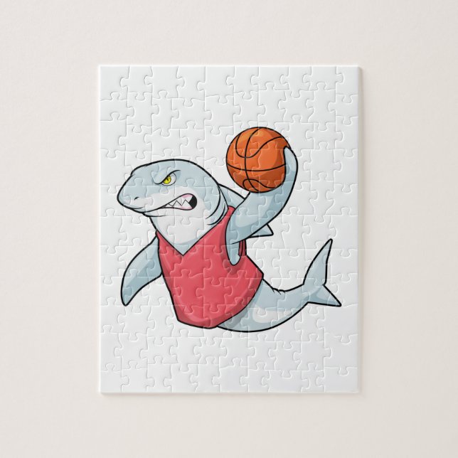 Shark at Sports with Basketball Jigsaw Puzzle (Vertical)