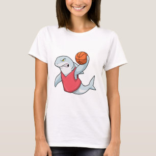 Shark at Sports with Basketball T-Shirt