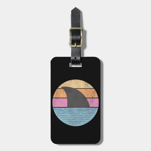 Shark at sunset luggage tag (Front Vertical)