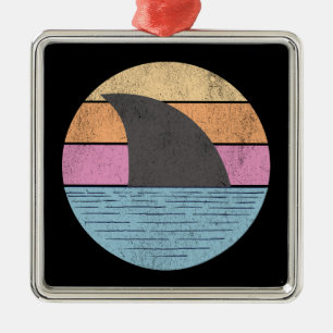 Shark at sunset metal ornament