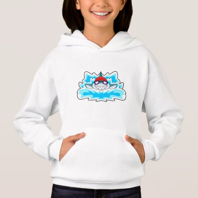 Shark at Swimming with Swimming goggles (Front)