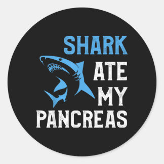 Shark Ate Pancreas Funny T1d Diabetic Type 1 Classic Round Sticker