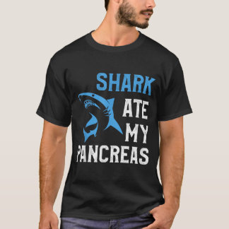 Shark Ate Pancreas Funny T1d Diabetic Type 1 T-Shirt