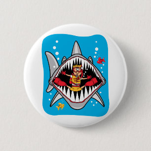 Shark Attack! 6 Cm Round Badge