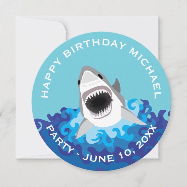 Shark Attack: Birthday Party on Beach or Boat Invitation (Front)