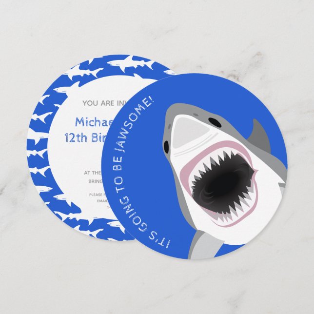 Shark Attack: Birthday Party on Beach or Boat Invitation (Front/Back)