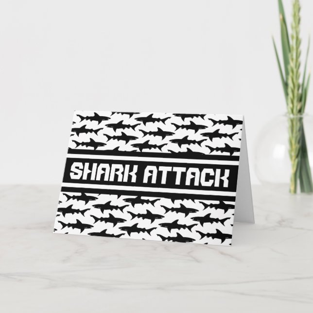 Shark Attack Black and White Sharks Pattern Card (Front)