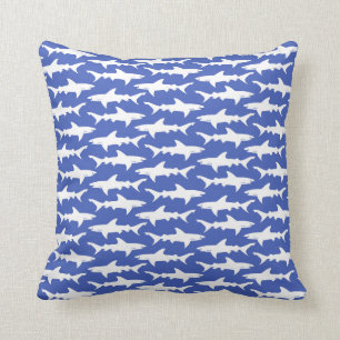 Shark Attack - Blue and White Cushion