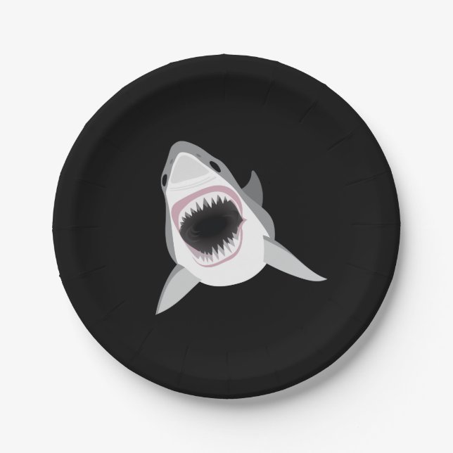 Shark Attack - Great White Shark Shows its Bite Paper Plate (Front)