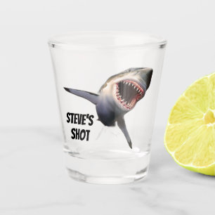 Shark attack leaping out of water 3d style shot glass