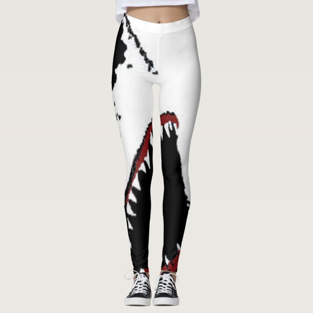 SHARK ATTACK LEGGINGS - GREAT WHITE SHARK DESIGN (Front)