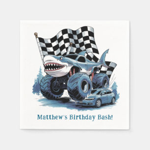Shark Attack Monster Truck Birthday Bash Napkin
